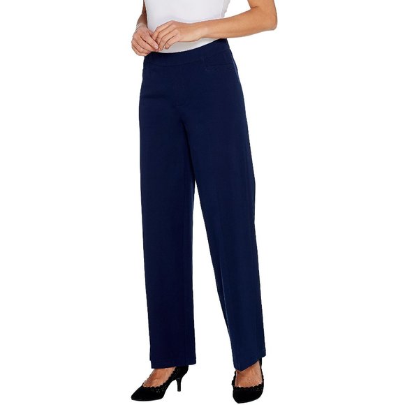 6 Isaac Mizrahi 24/7 Stretch Wide Leg Pants Navy